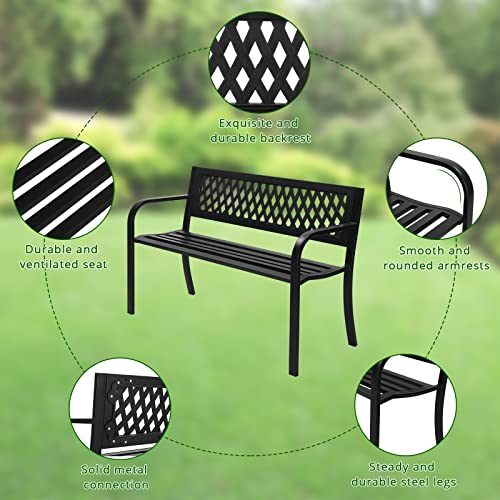 Black Metal Outdoor Bench U794