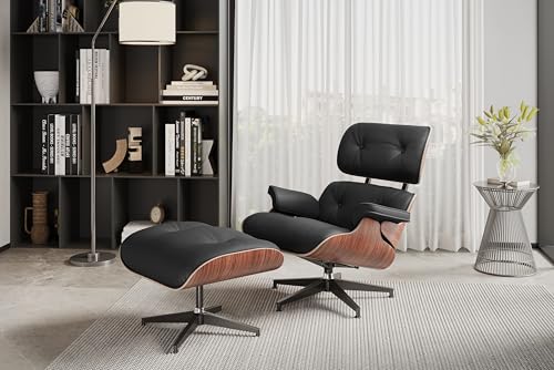 Chocolate Top-Grain Leather Lounge Chair and Ottoman M163208