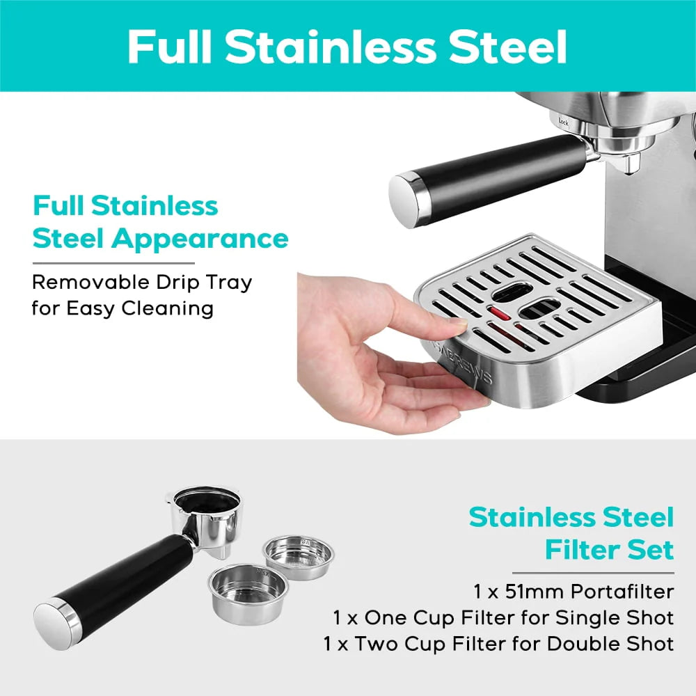 20 Bar Espresso Machine with Milk Frother L8215