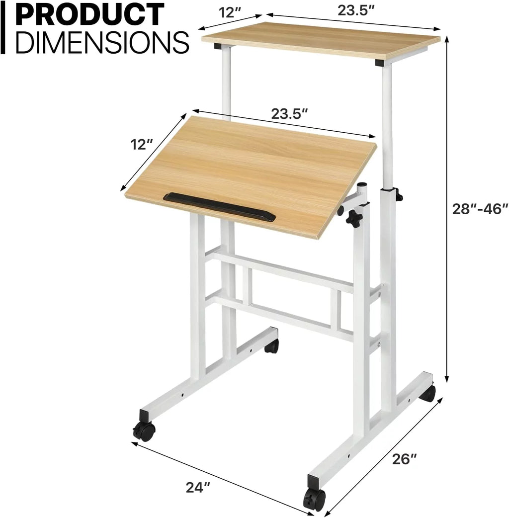 Adjustable Mobile Standing Desk with 2 Platforms X470